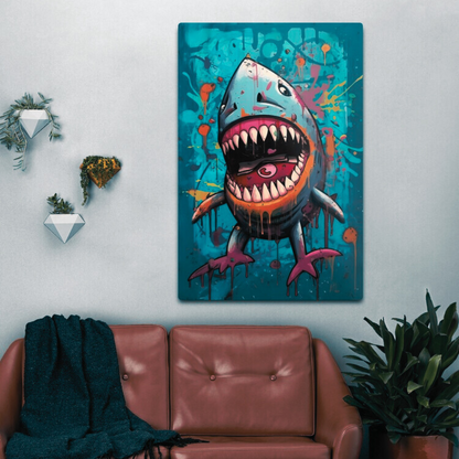Colorful 3D Shark Artwork for Your Space