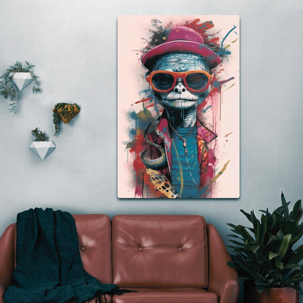 Vibrant Lizard Poster: Embrace Quirky Elegance and Colorful Imagery