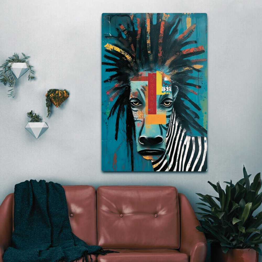 Unique Metal Wall Art: Captivating Zebra with Fabulous Dreadlock Hairstyle