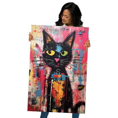 Vibrant Cat Oil Painting Metal Poster