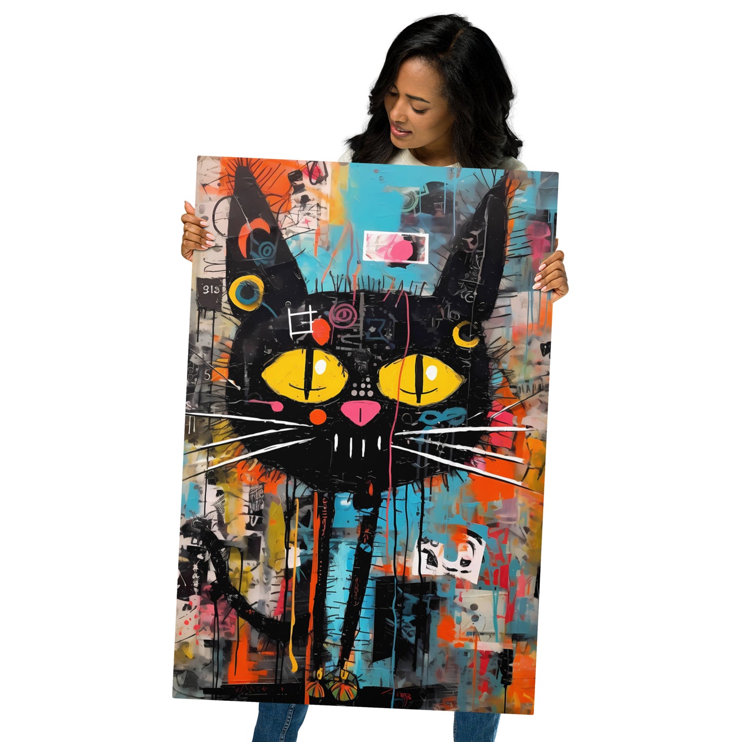 Abstract Cat Art: Colorful Metal Poster