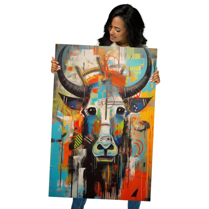 Abstract Bull Metal Wall Poster: Bold, Vibrant, and Captivating Artwork