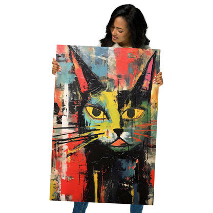 Whisker-tastic Metal Wall Poster: A Vibrant Cat Artwork