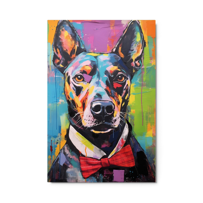 Elegant Dog in Red Bowtie Wall Poster - Timeless Style