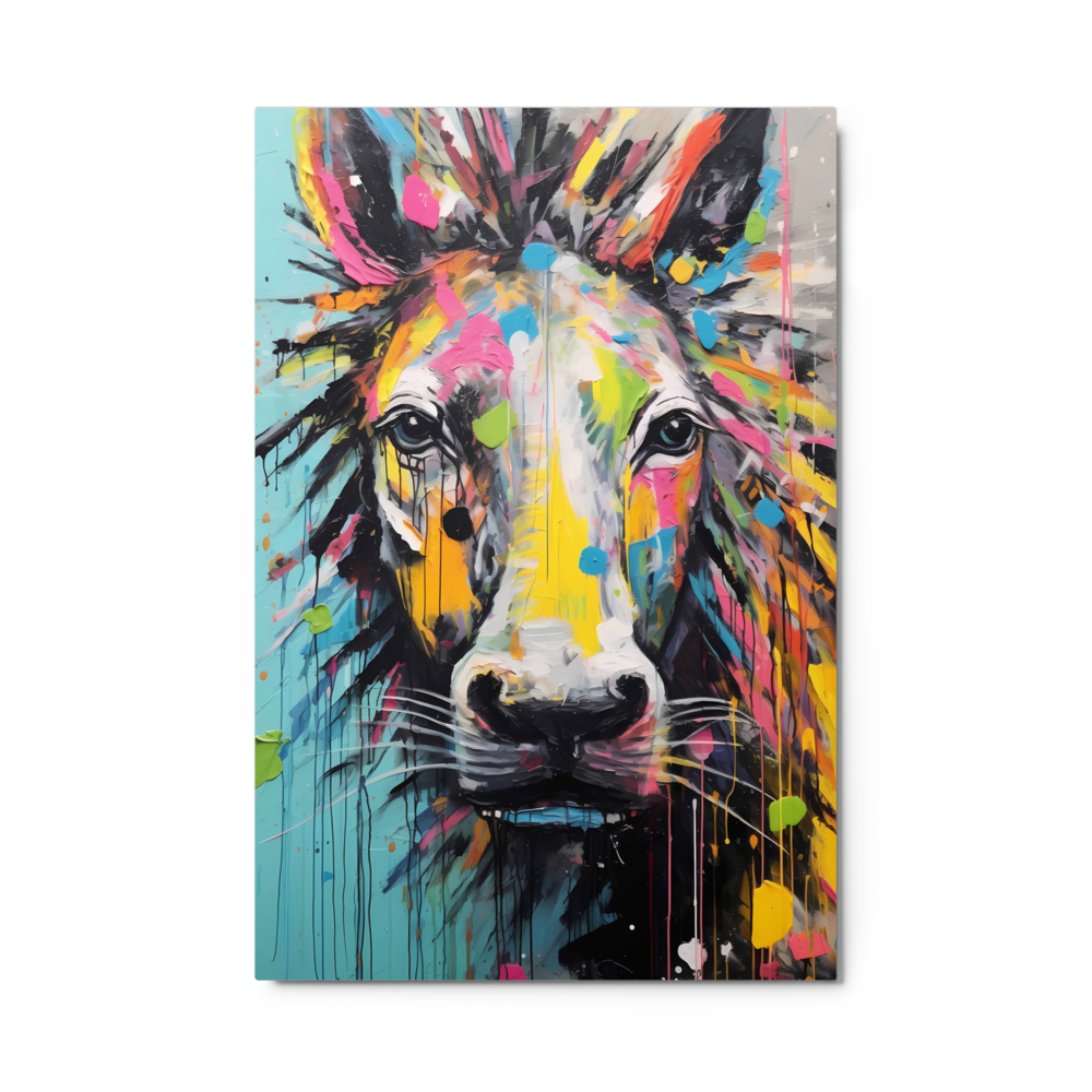 Abstract Metal Poster: Captivating Horse Muzzle in Acrylic Imitation