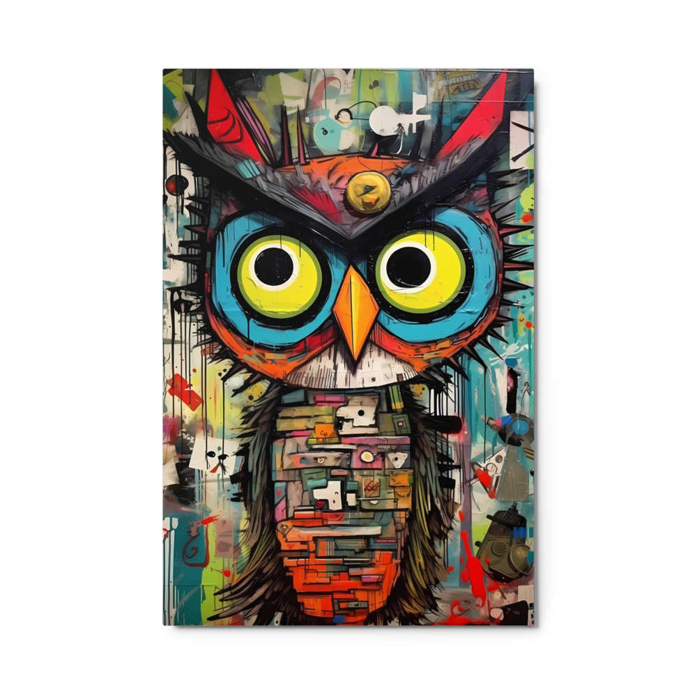 Owl Artwork Metal Poster: Whimsical and Captivating