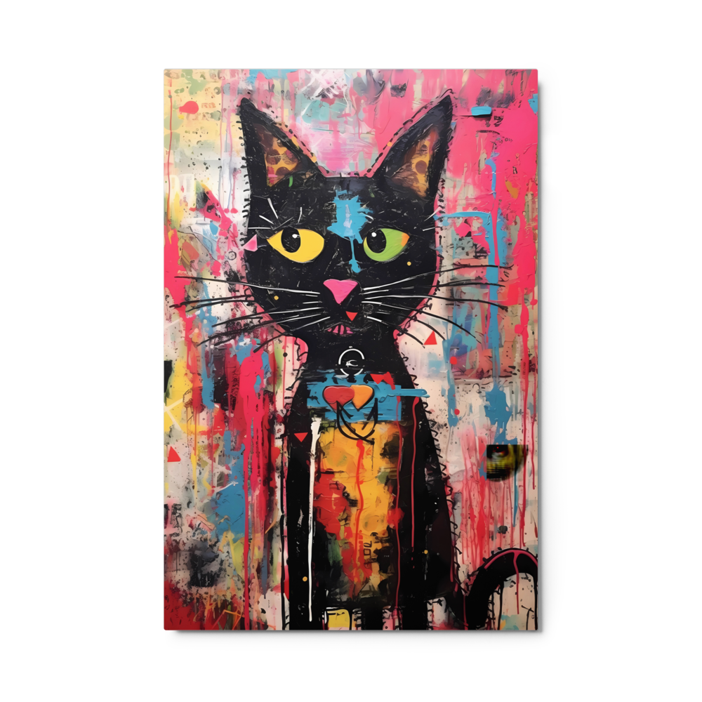 Abstract Cat Painting Metal Wall Art