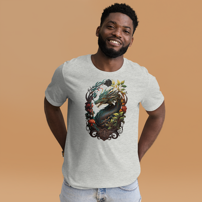Dragon in the Garden T-Shirt - Mythical Fantasy Print for Men and Women