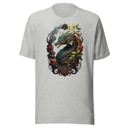 Dragon in the Garden T-Shirt - Mythical Fantasy Print for Men and Women