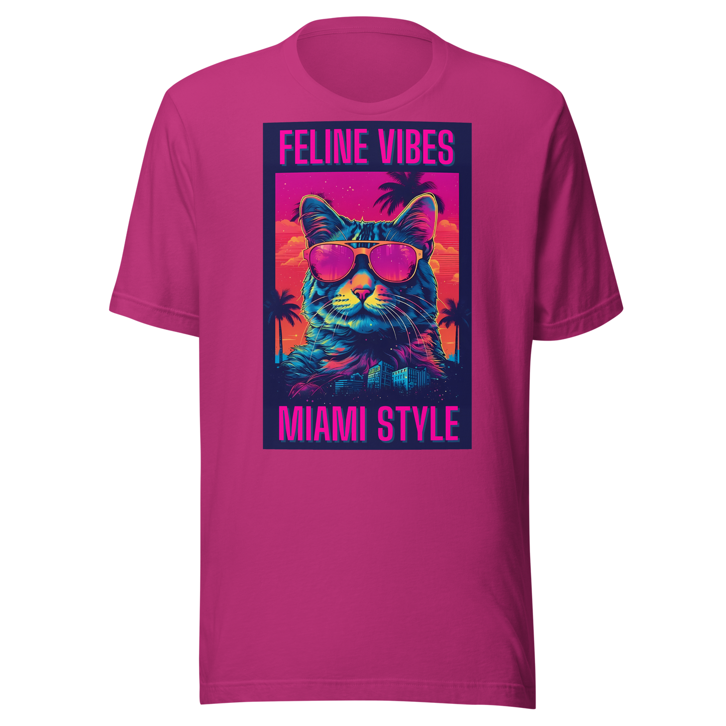 Stylish Cat T-Shirt: Embrace Feline Vibes, Miami Style