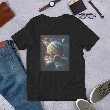 Wonders of the universe with our Unisex Galaxy T-Shirt: Planets, Stars, and Meteor Showers