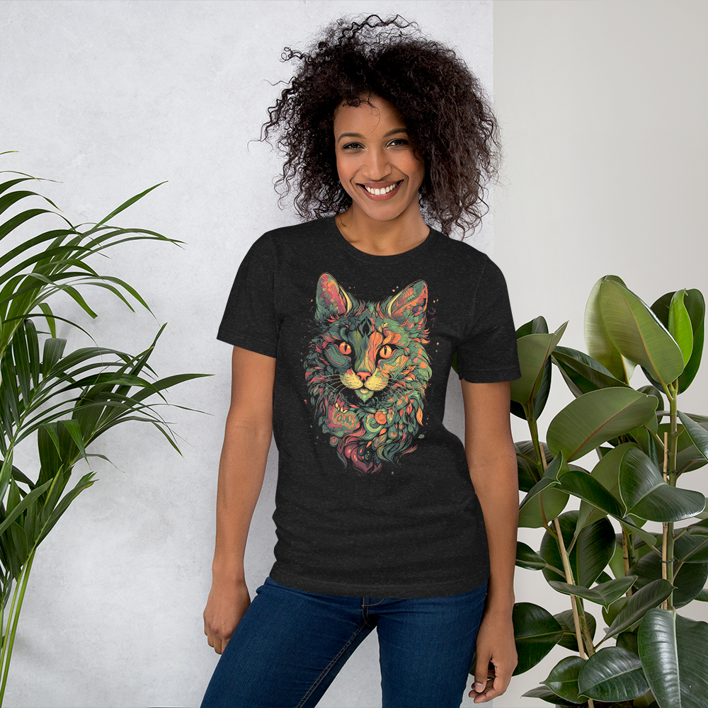 Comfortable with Unisex Cat Print T-shirts in Vibrant Colors