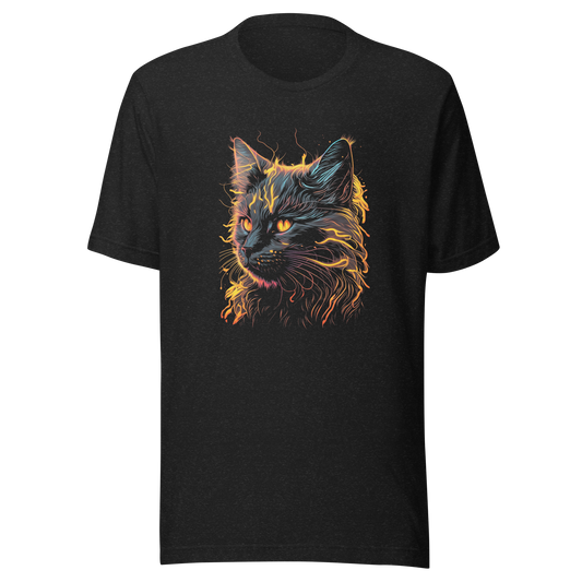 Unisex t-shirt with art print: Electric Blaze Cat