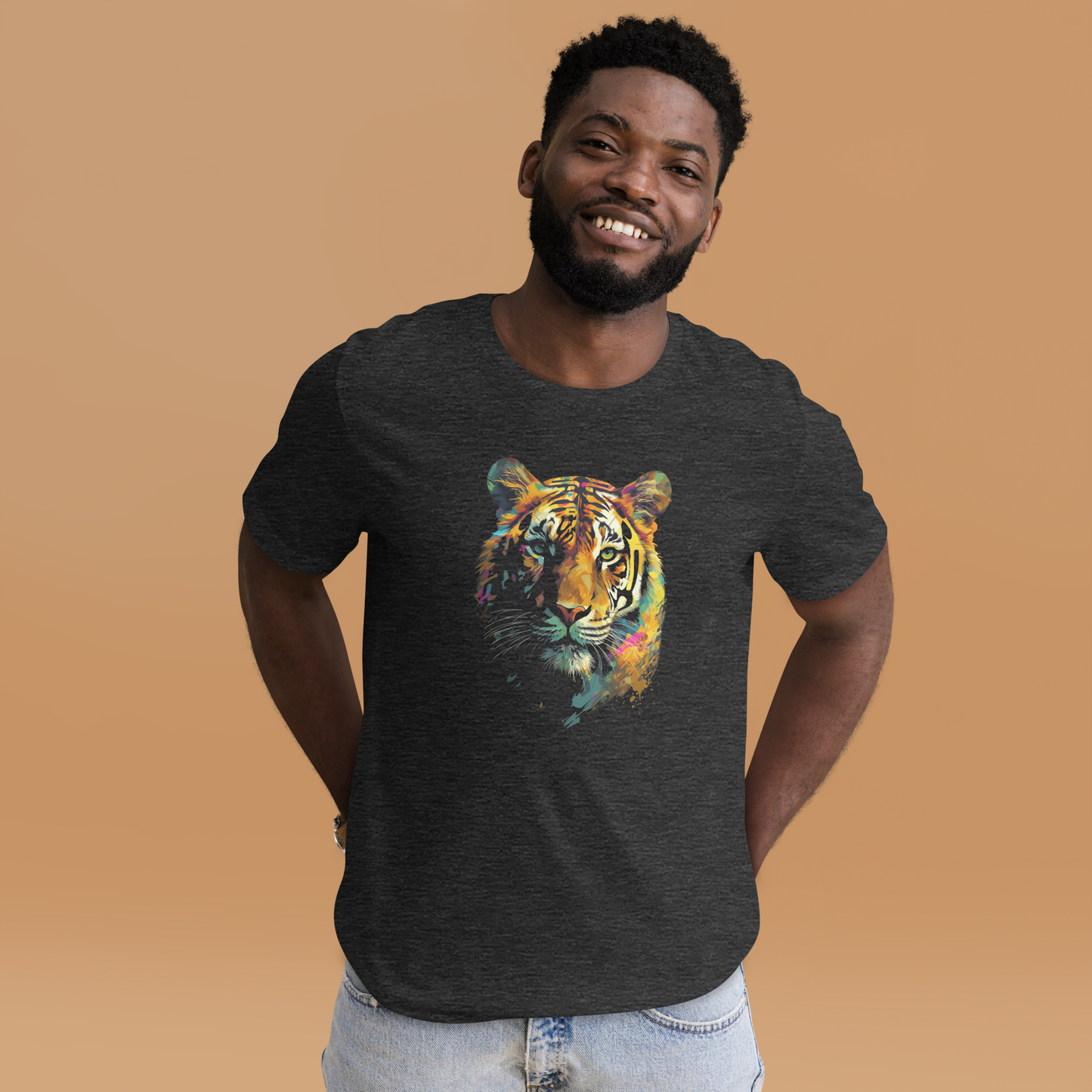 Stunning Tiger Face Print: Roar into Style with Our Unisex T-Shirts