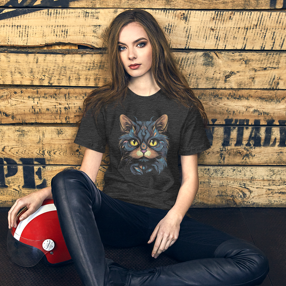 Art Print: Moody and Colorful Cat Unisex T-Shirt