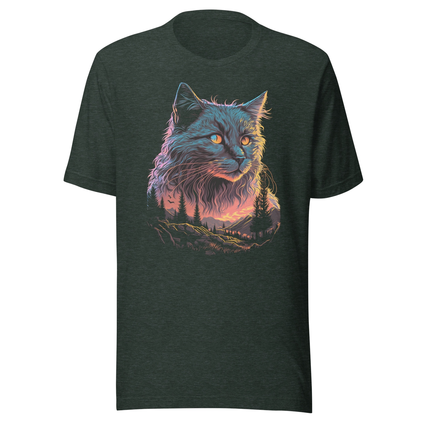 Colorful Print with Nature in Cat Unisex T-Shirt