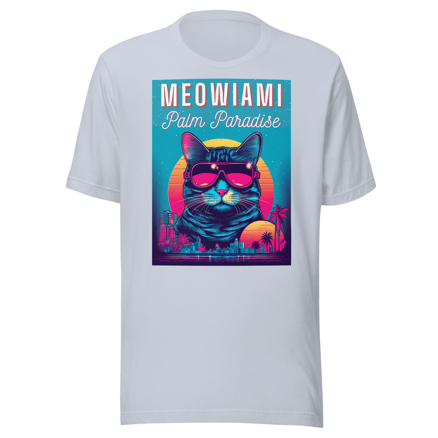 Meowiami T-Shirt: Cat-tastic Palm Paradise!