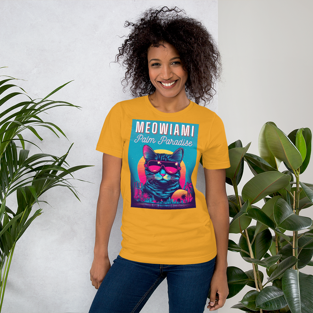 Meowiami T-Shirt: Cat-tastic Palm Paradise!