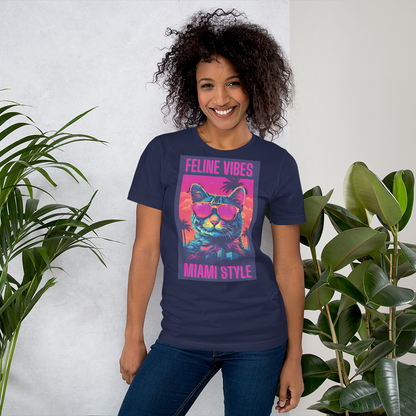 Stylish Cat T-Shirt: Embrace Feline Vibes, Miami Style