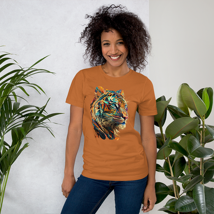 Unisex t-shirt Geometric Tiger Face Print