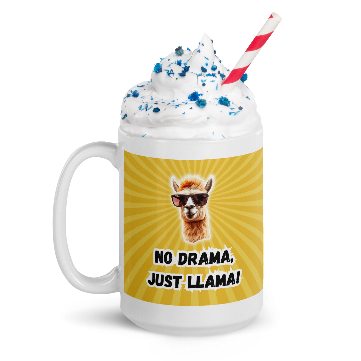 Glossy Mug: No Drama, Just Llama! Your Daily Dose of Hilarious Drama-Free Sips