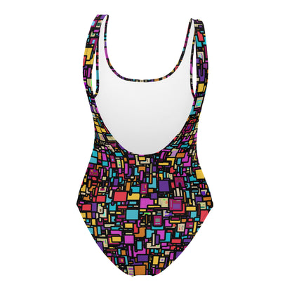 Step Up Your Swimwear Game with Our Bold and Playful Patterned Swimsuit