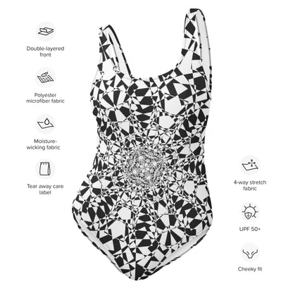 Get Ready to Make Waves with this Mind-Bending Kaleidoscope Swimsuit! One-Piece Swimsuit