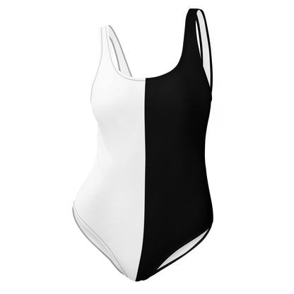 Make a Statement with Our Elegant Black and White One-Piece Swimsuit