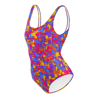 Get Ready to Turn Heads: Our Vibrant One-Piece Swimsuit with Bold Geometric Shapes