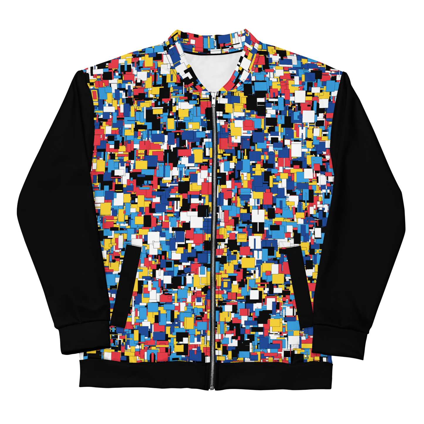 Stand Out in Style with our Unisex Abstract Multicolor Bomber Jacket