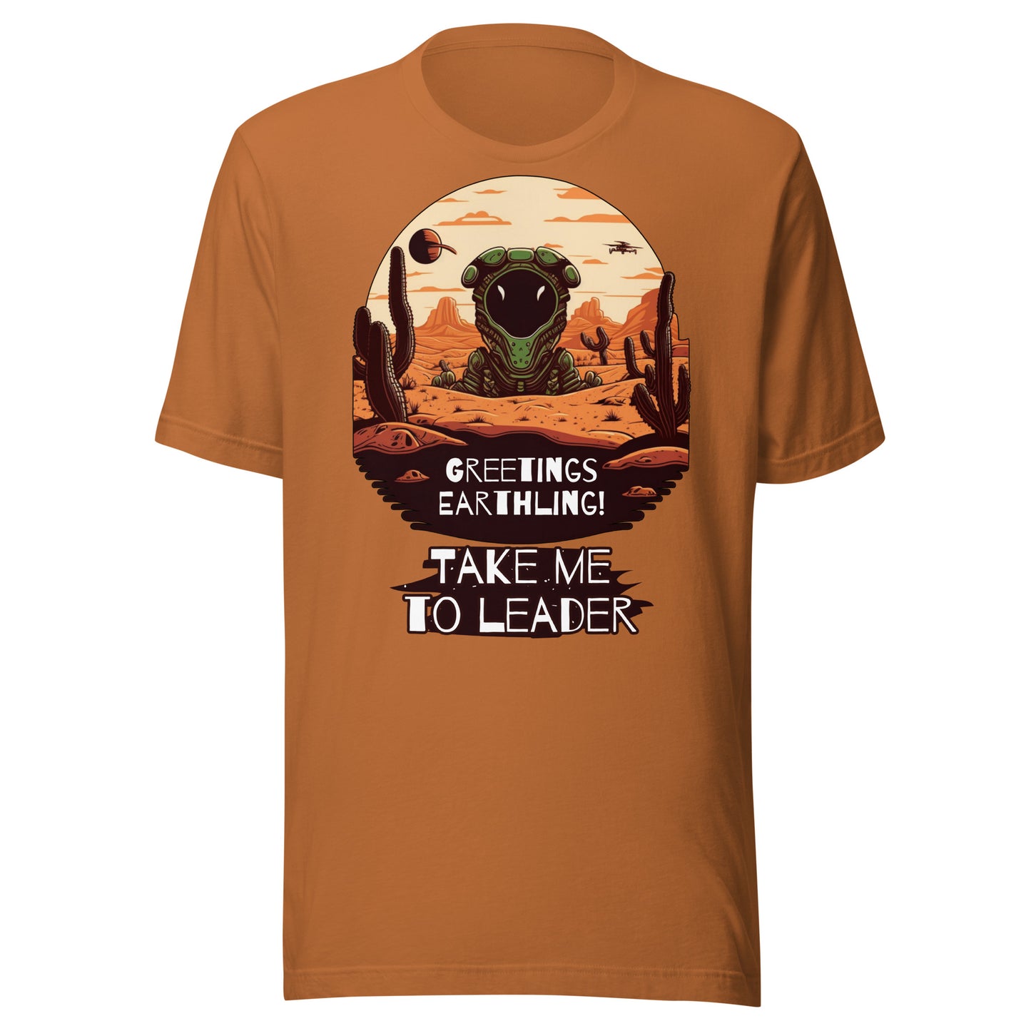 Unisex t-shirt with Alien print "Take Me To Leader"